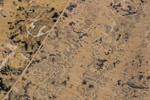 handmade Modern Kafkaz Tan Blue Hand Knotted RECTANGLE WOOL&SILK area rug 10' x 14'