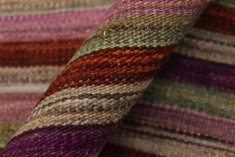 handmade Modern Kilim Rust Purple Hand-Woven RECTANGLE 100% WOOL area rug 3x4