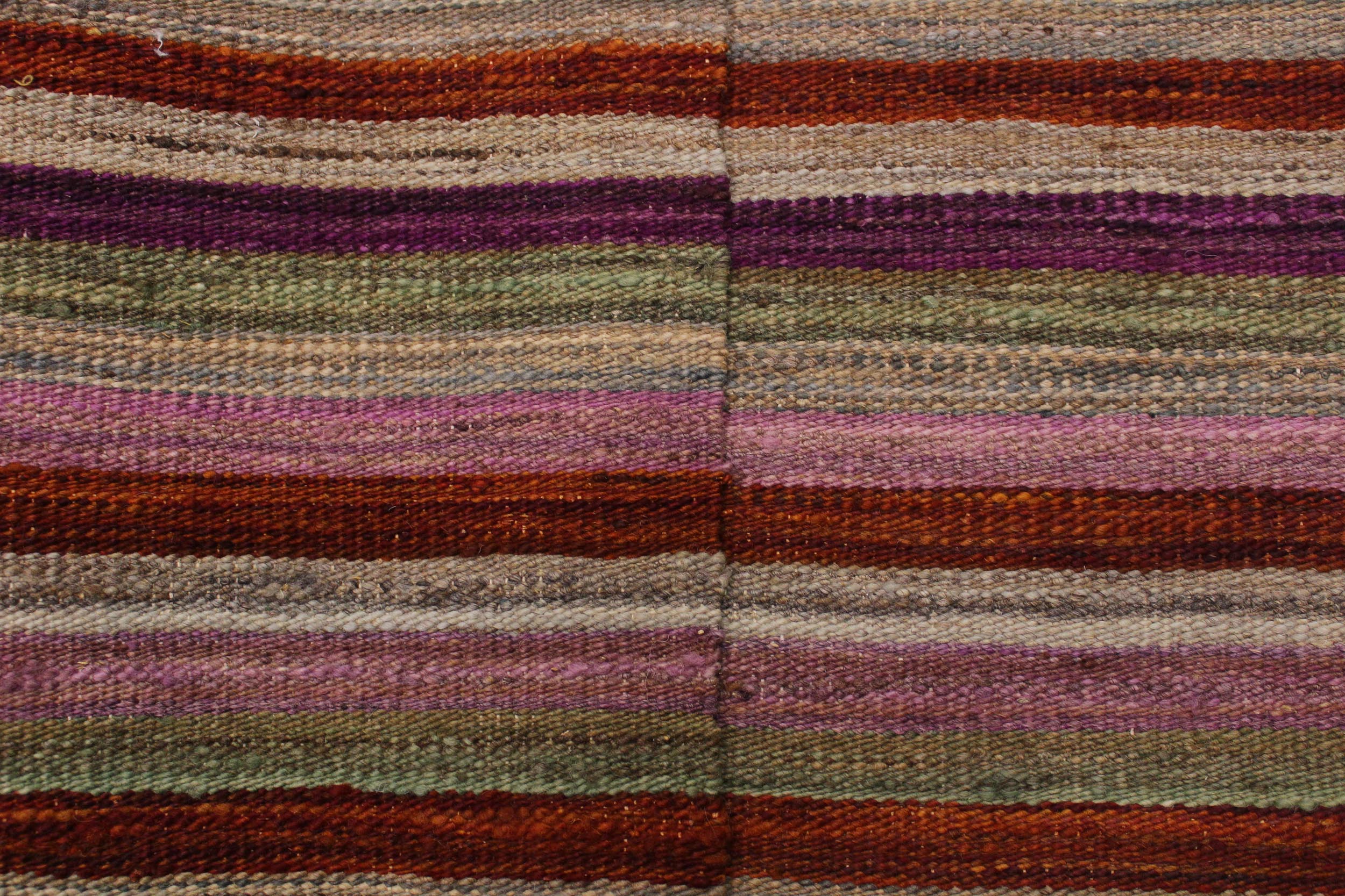 handmade Modern Kilim Rust Purple Hand-Woven RECTANGLE 100% WOOL area rug 3x4