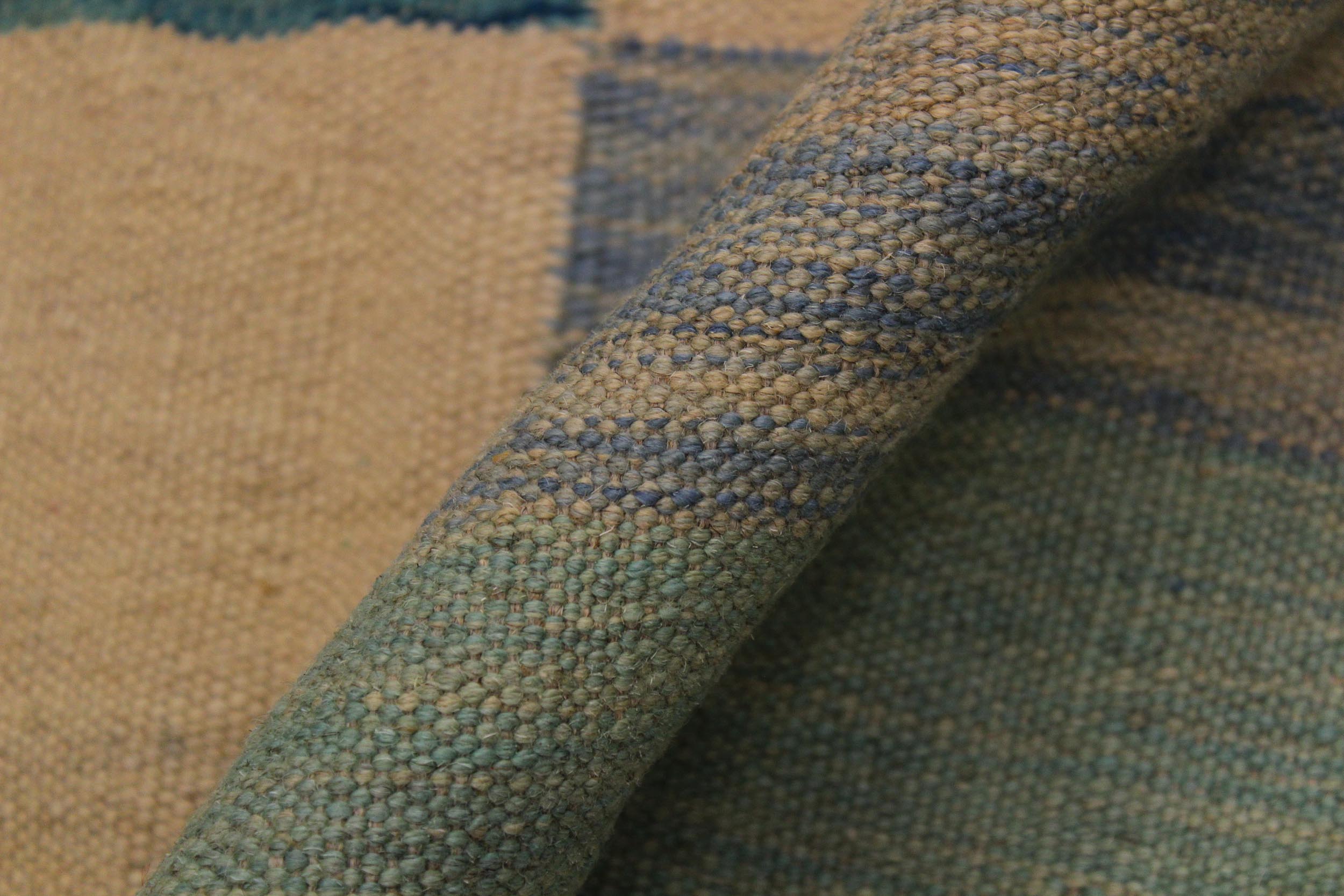 handmade Modern Kilim Ivory Blue Hand-Woven RECTANGLE 100% WOOL area rug 5x8