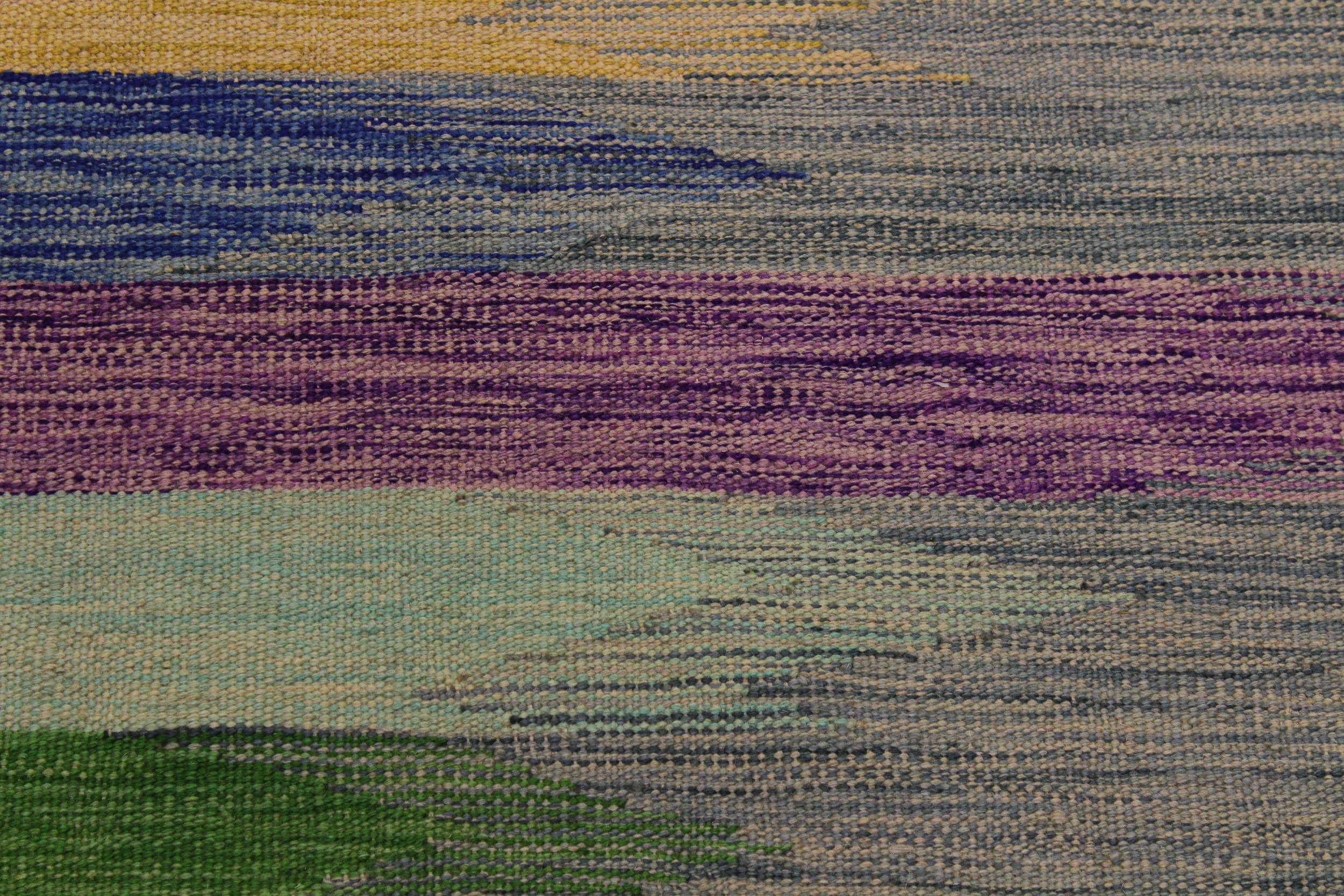 handmade Modern Kilim Grey Purple Hand-Woven RECTANGLE 100% WOOL area rug 7x10