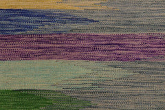 Flat Weave Kilim Antique Navaho Vintage handmade Modern Kilim gray Purple Hand-Woven Rectangle 100% Wool Area Rug 7x10 