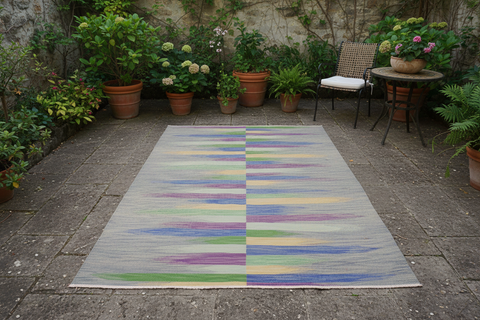 handmade Modern Kilim Grey Purple Hand-Woven RECTANGLE 100% WOOL area rug 7x10