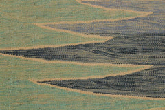 Flat Weave Kilim Antique Navaho Vintage handmade Modern Kilim Grey Lt. Green Hand-Woven Rectangle 100% Wool Area Rug 9x12 