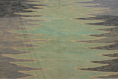 Flat Weave Kilim Antique Navaho Vintage handmade Modern Kilim Grey Lt. Green Hand-Woven Rectangle 100% Wool Area Rug 9x12 