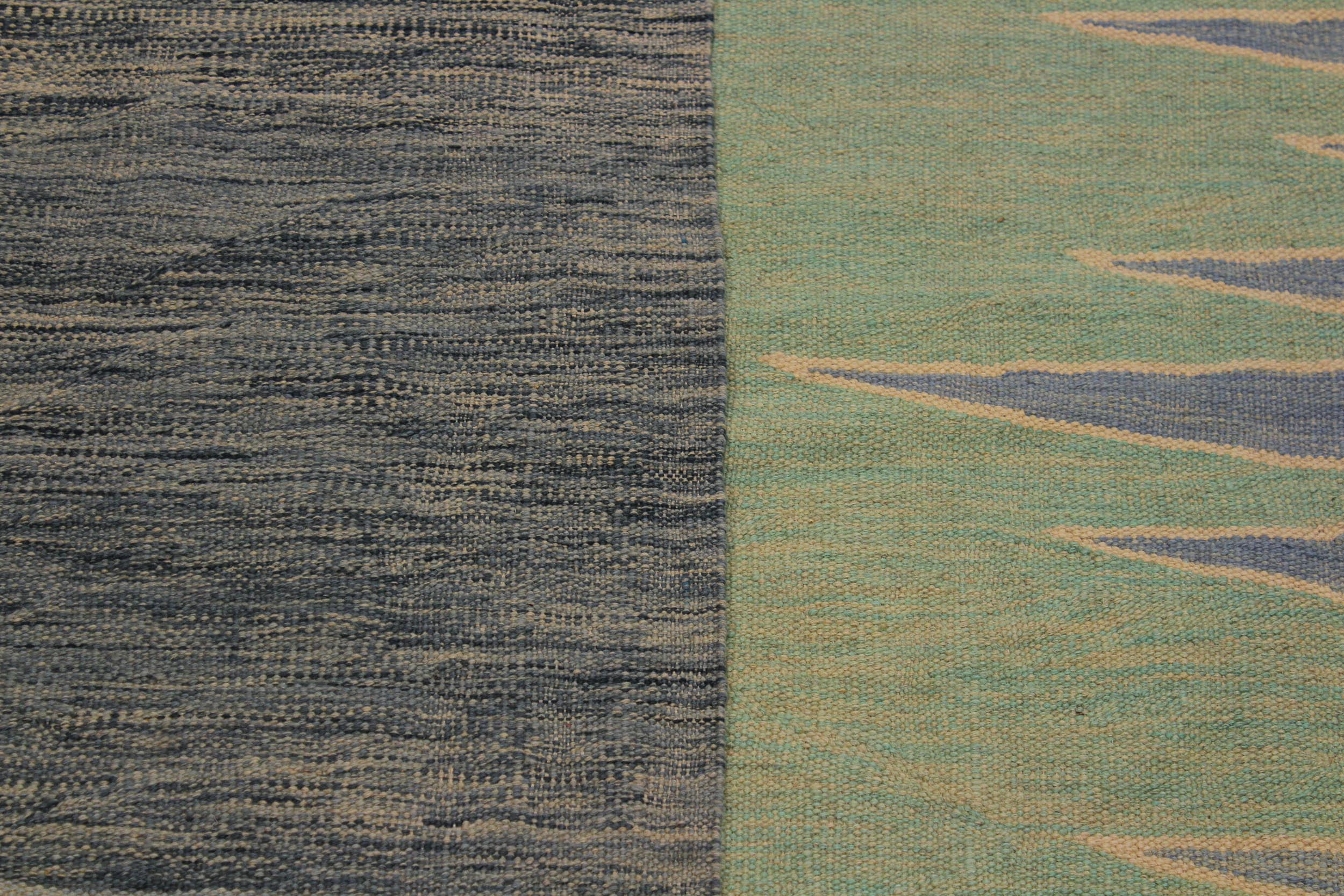 handmade Modern Kilim Grey Lt. Green Hand-Woven RECTANGLE 100% WOOL area rug 9x12