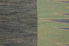 Flat Weave Kilim Antique Navaho Vintage handmade Modern Kilim Grey Lt. Green Hand-Woven Rectangle 100% Wool Area Rug 9x12 