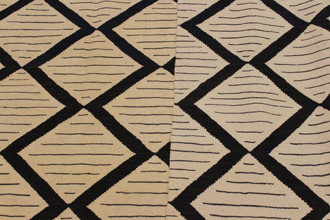 handmade Modern Kilim Beige Black Hand-Woven RECTANGLE 100% WOOL area rug 10 x 13