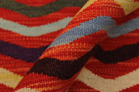 handmade Modern Kilim Rust Beige Hand-Woven RECTANGLE 100% WOOL area rug 5 x 6