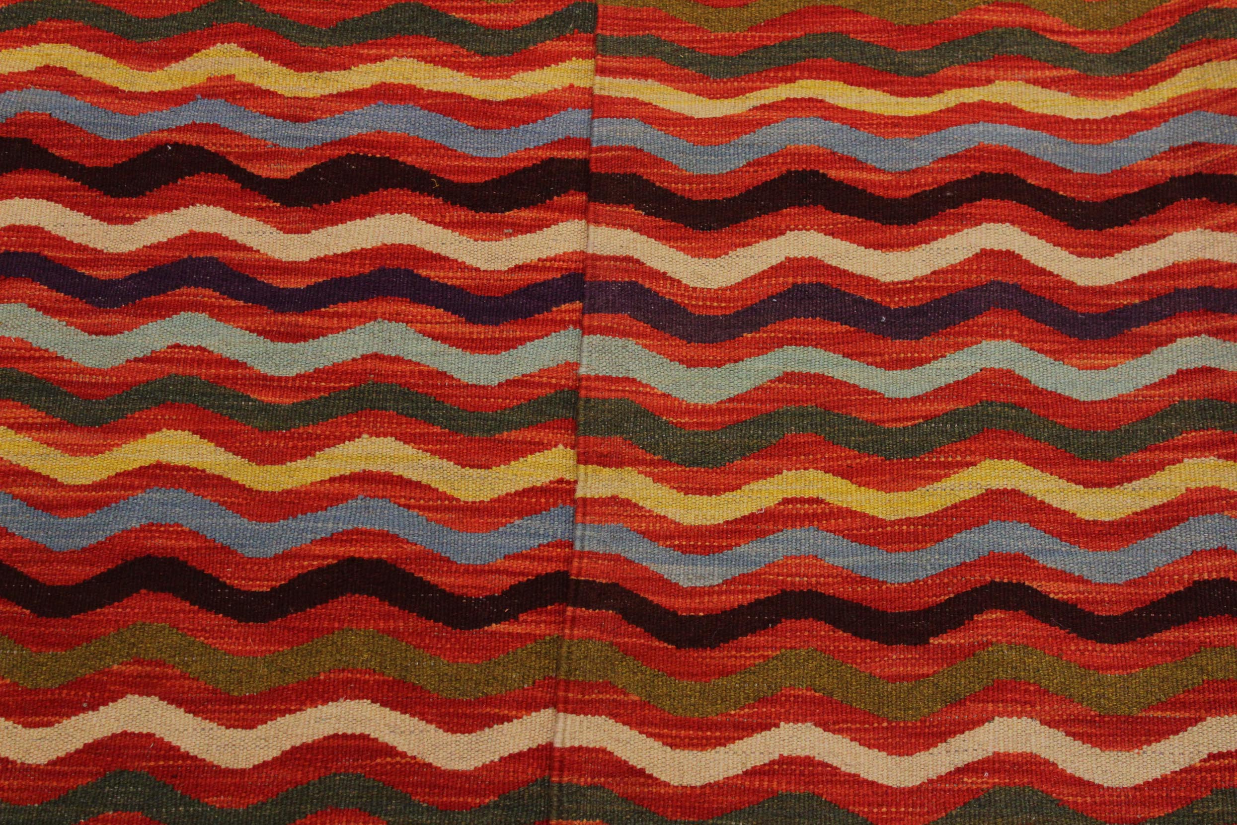 handmade Modern Kilim Rust Beige Hand-Woven RECTANGLE 100% WOOL area rug 5 x 6