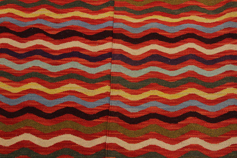 handmade Modern Kilim Rust Beige Hand-Woven RECTANGLE 100% WOOL area rug 5 x 6