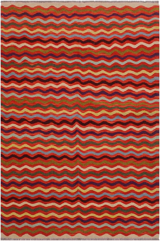 Flat Weave Kilim Antique Navaho Vintage handmade Modern Kilim Rust Beige Hand-Woven Rectangle 100% Wool Area Rug 5x6 