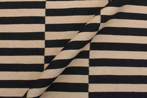 handmade Modern Kilim Beige Black Hand-Woven RECTANGLE 100% WOOL area rug 6x8
