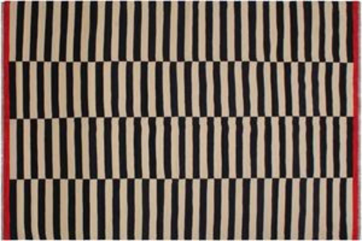 handmade Modern Kilim Ivory Black Hand-Woven RECTANGLE 100% WOOL area rug 6x8