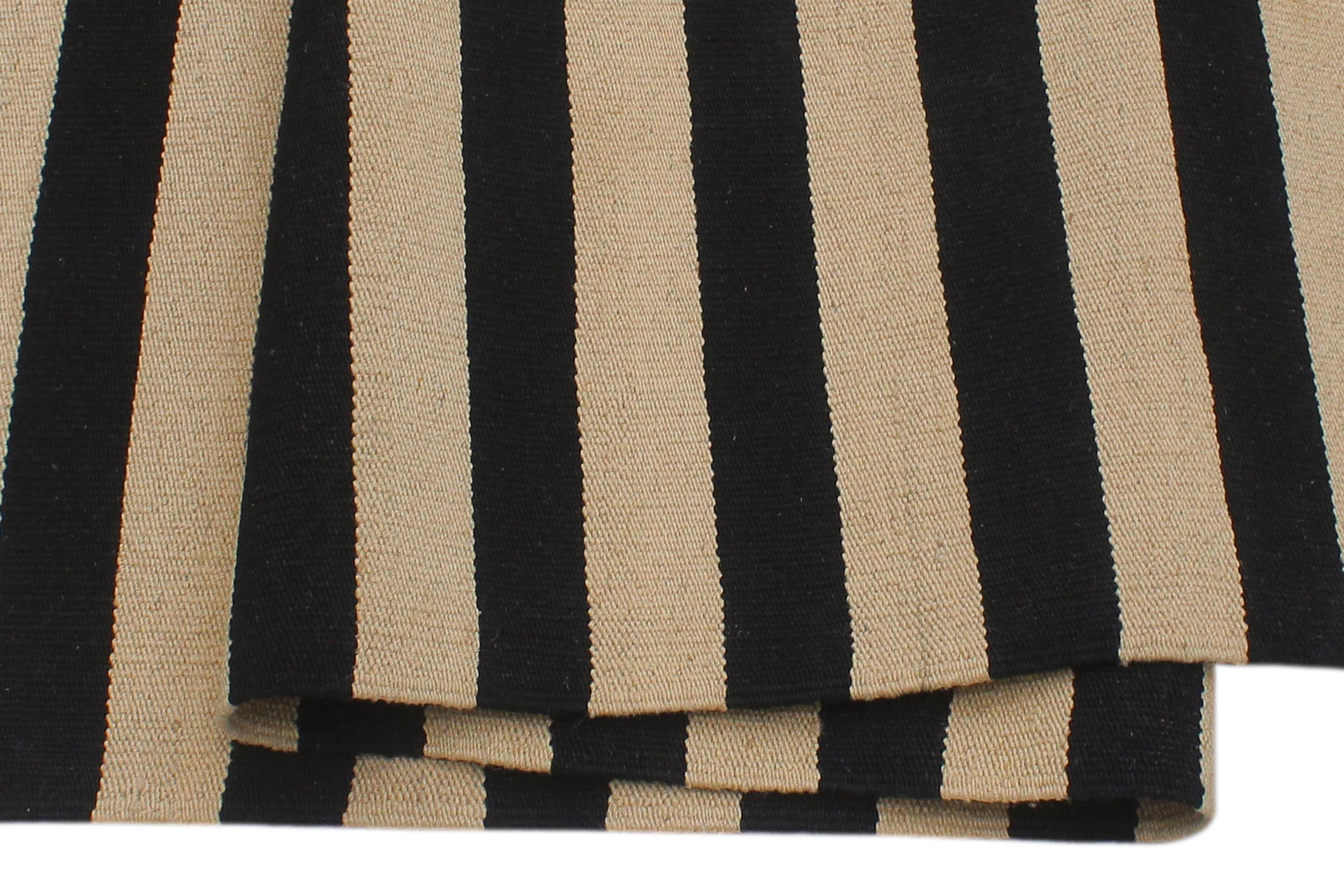 handmade Modern Kilim Ivory Black Hand-Woven RECTANGLE 100% WOOL area rug 6x8