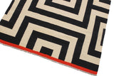 Flat Weave Kilim Antique Navaho Vintage handmade Modern Kilim Ivory Black Hand-Woven Rectangle 100% Wool Area Rug 5x8 
