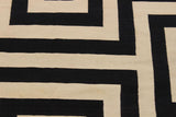 Flat Weave Kilim Antique Navaho Vintage handmade Modern Kilim Ivory Black Hand-Woven Rectangle 100% Wool Area Rug 5x8 