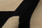 Flat Weave Kilim Antique Navaho Vintage handmade Modern Kilim Ivory Black Hand-Woven Rectangle 100% Wool Area Rug 5x8 