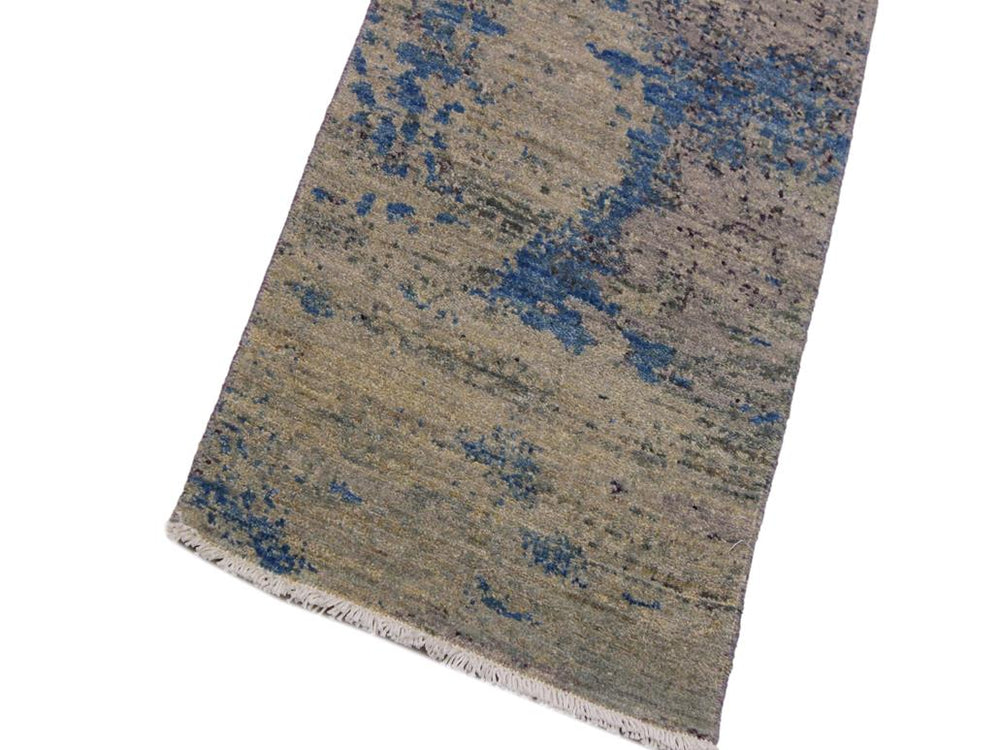 handmade Modern Kafkaz Green Blue Hand Knotted RUNNER 100% WOOL area rug 2x6 