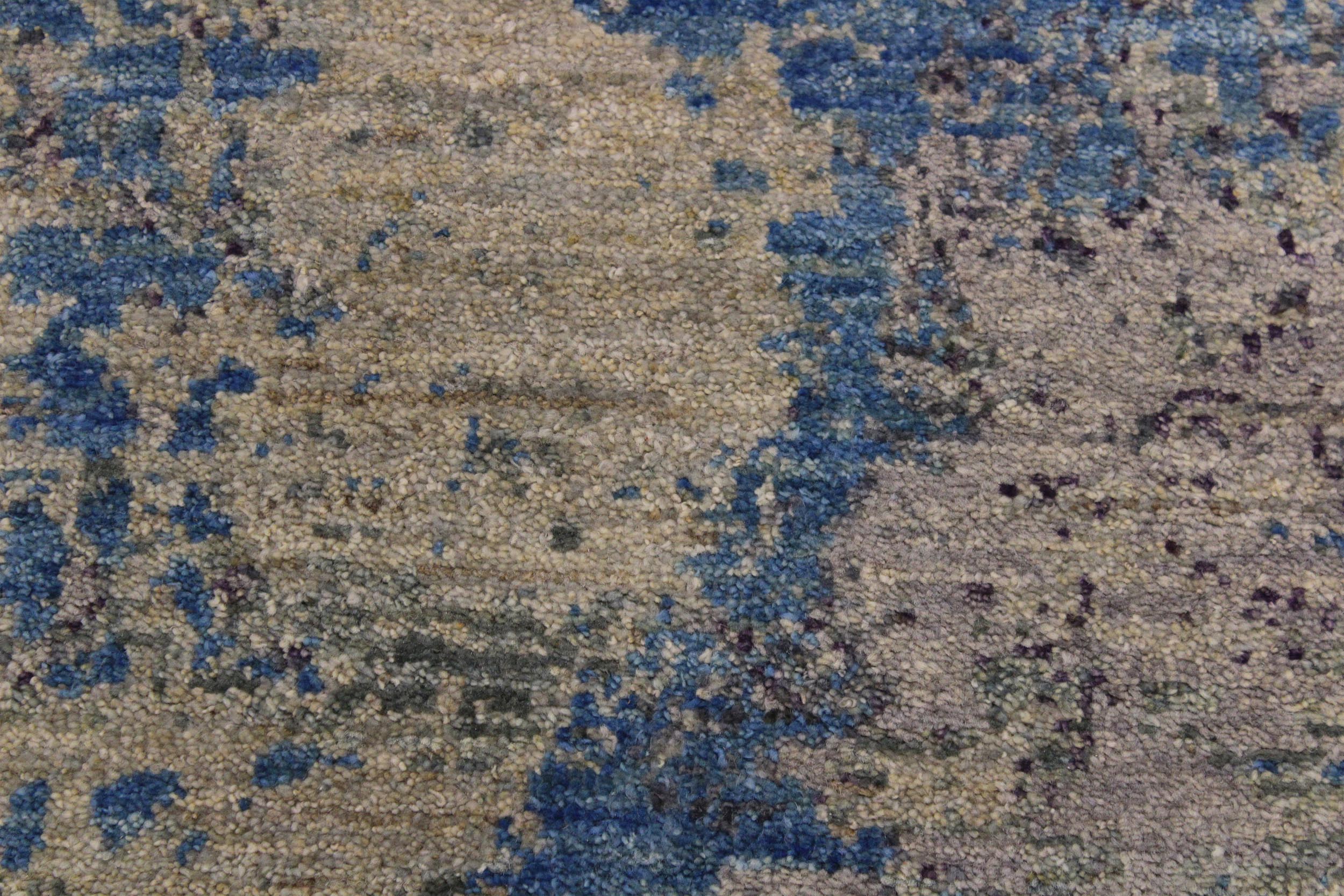 handmade Modern Kafkaz Green Blue Hand Knotted RUNNER 100% WOOL area rug 2' x 6'