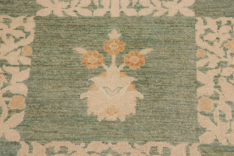 handmade Modern Kafkaz Green Beige Hand Knotted RECTANGLE 100% WOOL area rug 10' x 13'