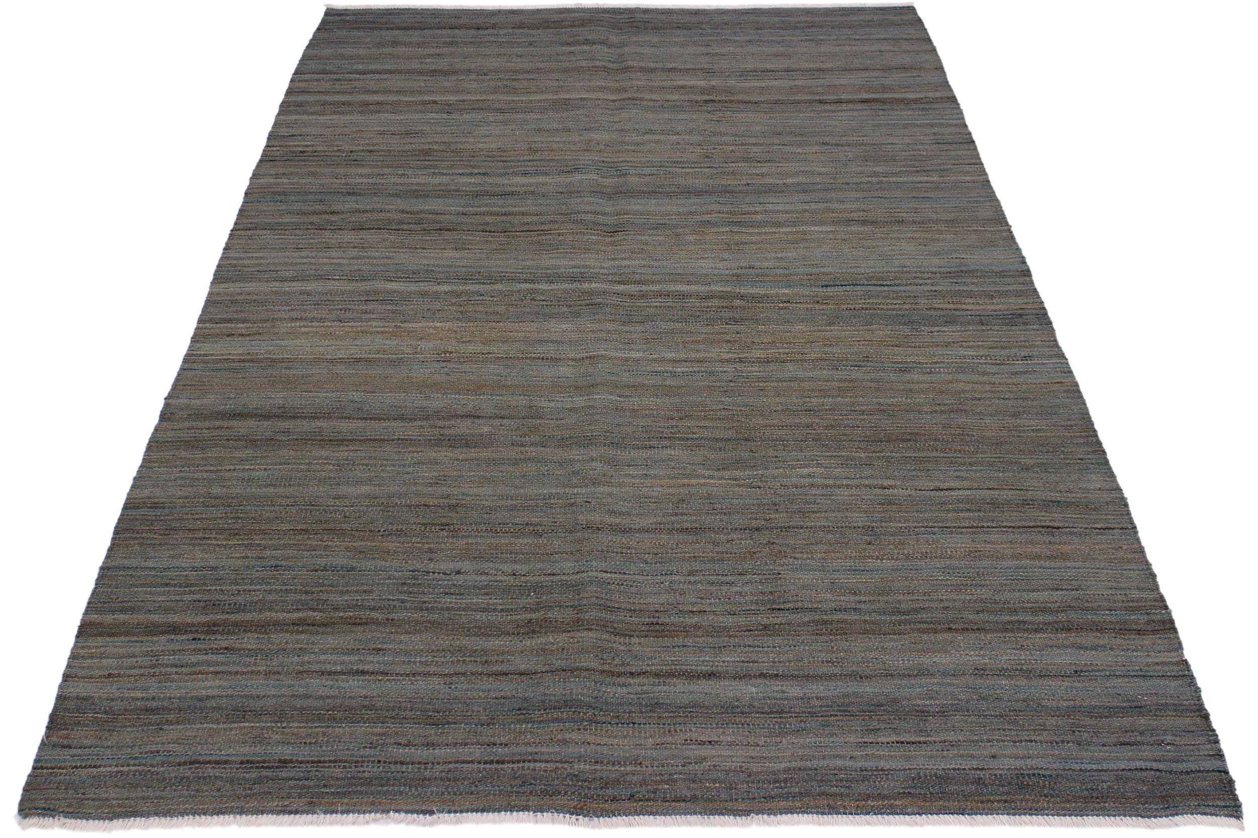 handmade Modern Kilim Grey Blue Hand-Woven RECTANGLE 100% WOOL area rug 4x6