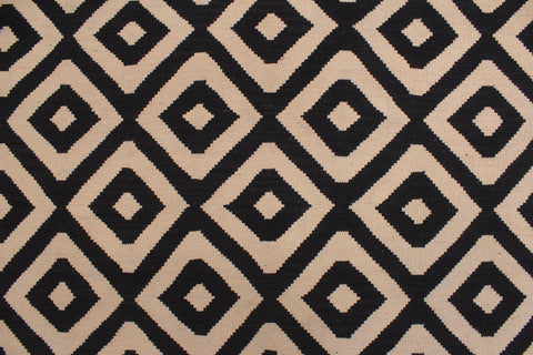 handmade Modern Kilim Beige Black Hand-Woven RECTANGLE 100% WOOL area rug 7 x 10