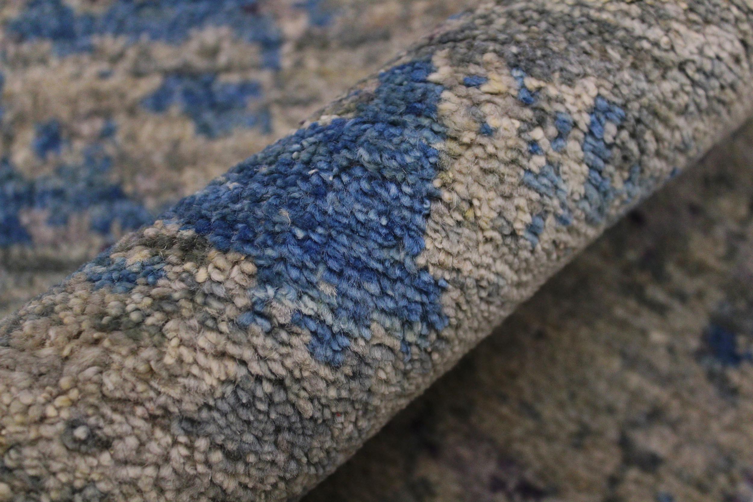 handmade Modern Kafkaz Green Blue Hand Knotted RUNNER 100% WOOL area rug 2' x 6'