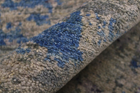 handmade Modern Kafkaz Green Blue Hand Knotted RUNNER 100% WOOL area rug 2' x 6'