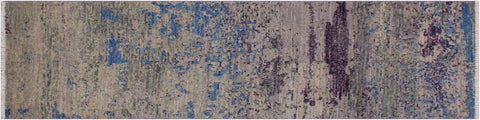 handmade Modern Kafkaz Green Blue Hand Knotted RUNNER 100% WOOL area rug 2' x 6'