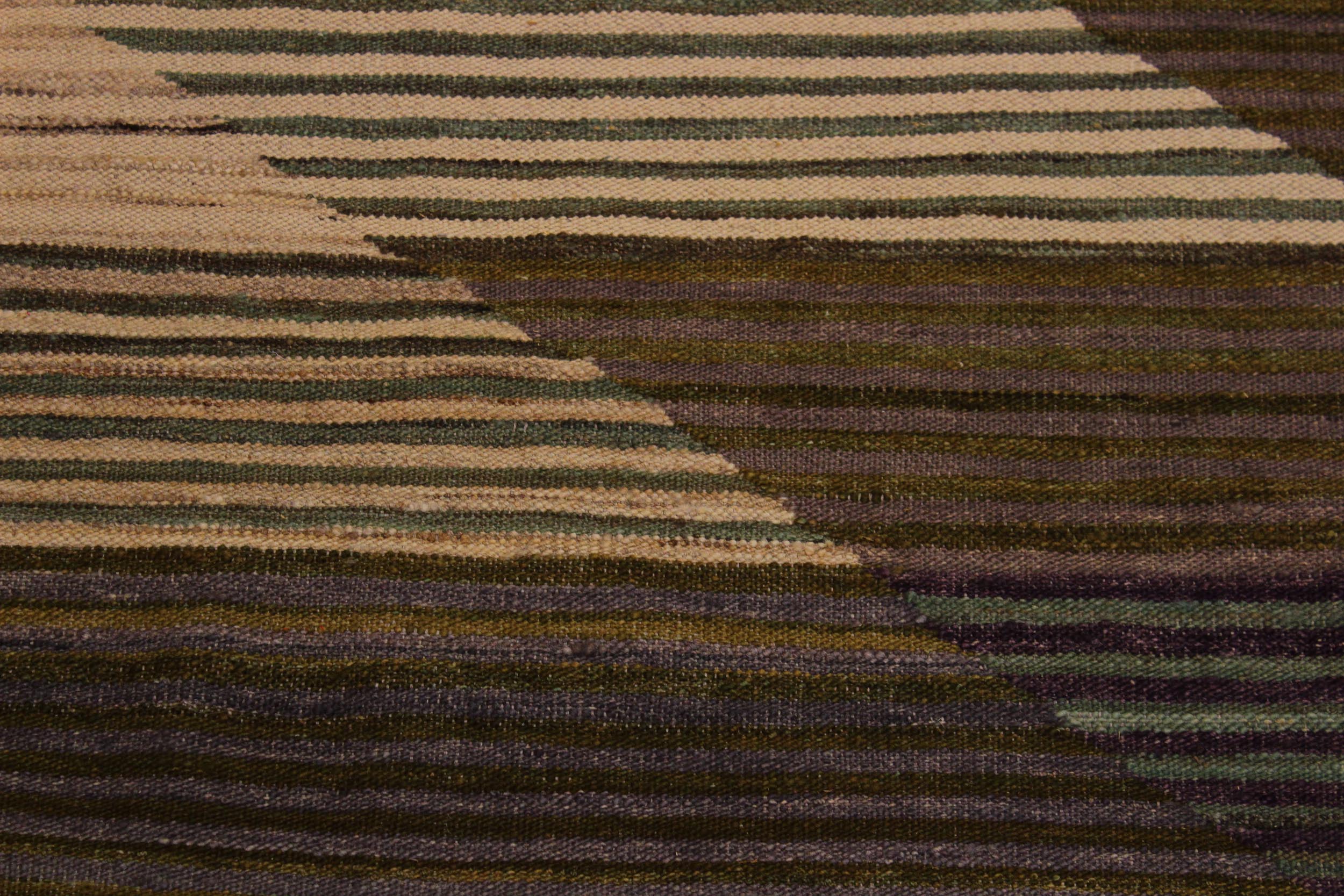 handmade Modern Kilim Ivory Brown Hand-Woven RECTANGLE 100% WOOL area rug 6x8