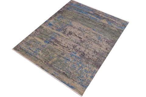 handmade Modern Kafkaz Grey Blue Hand Knotted SQUARE 100% WOOL area rug 8' x 8'