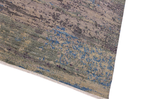 handmade Modern Kafkaz Grey Blue Hand Knotted SQUARE 100% WOOL area rug 8' x 8'