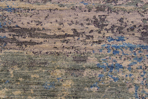 handmade Modern Kafkaz Grey Blue Hand Knotted SQUARE 100% WOOL area rug 8' x 8'