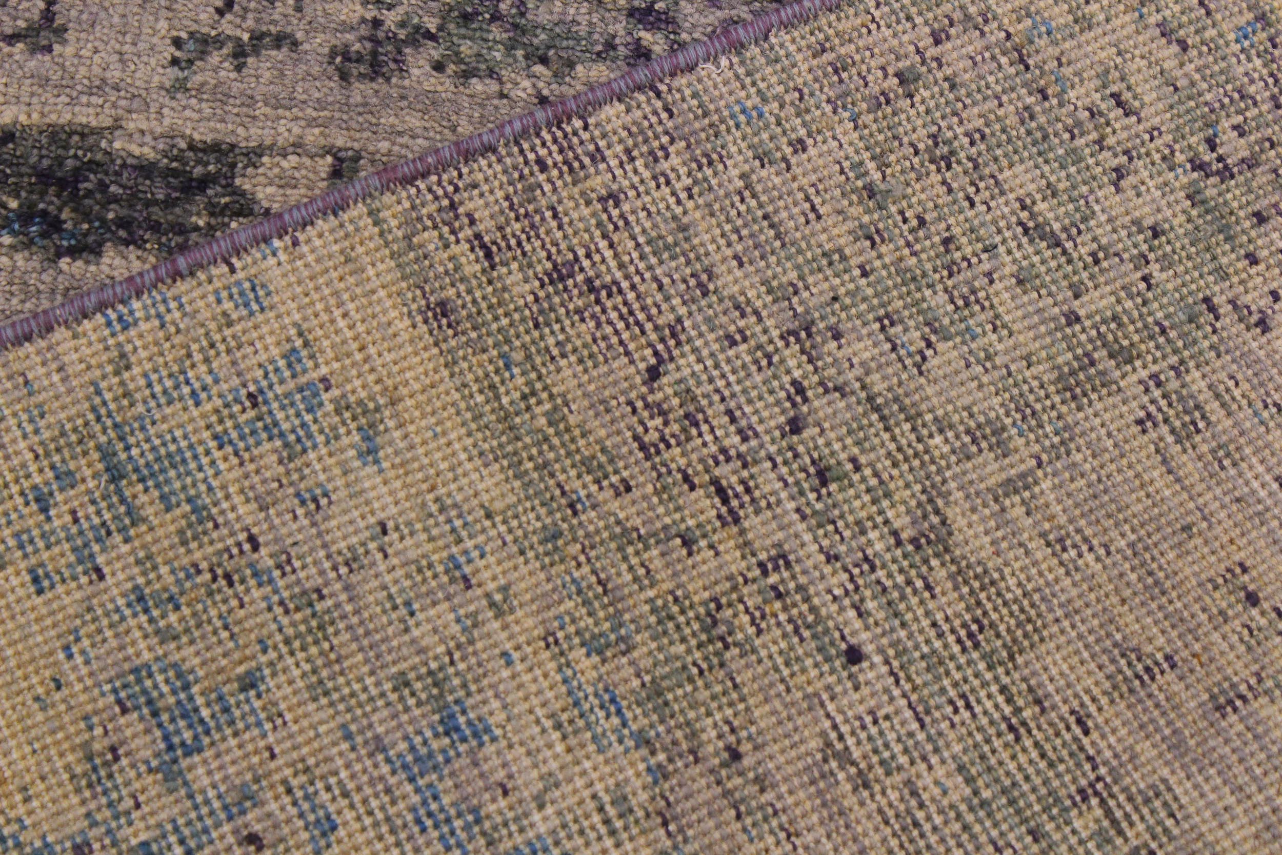 handmade Modern Kafkaz Grey Blue Hand Knotted SQUARE 100% WOOL area rug 8' x 8'