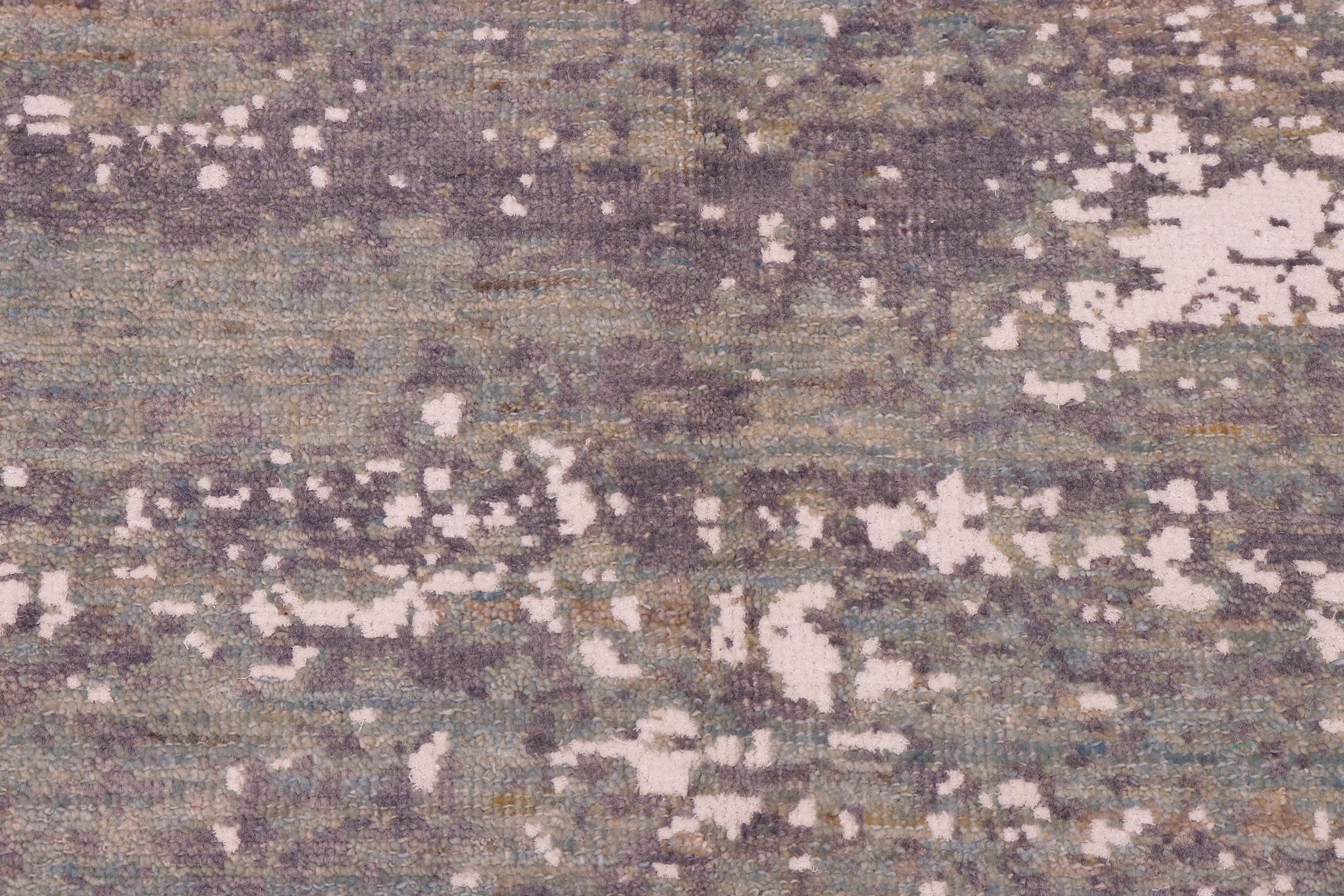 handmade Modern Kafkaz Grey Green Hand Knotted RECTANGLE WOOL&SILK area rug 6' x 9'