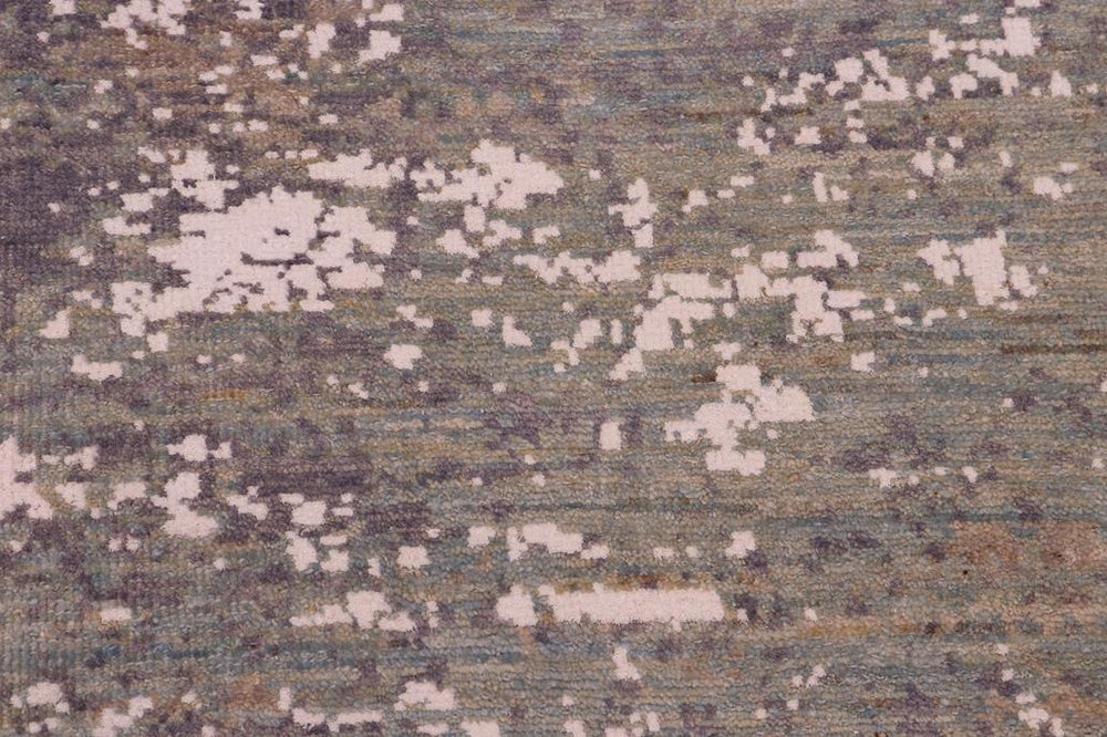 handmade Modern Kafkaz Grey Green Hand Knotted RECTANGLE WOOL&SILK area rug 6X9