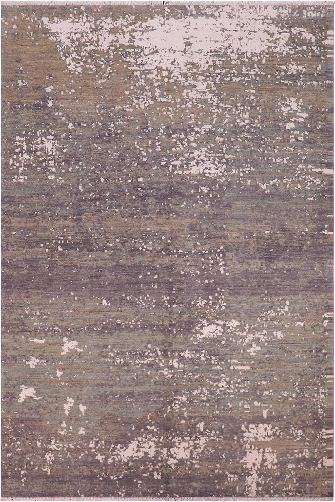 handmade Modern Kafkaz Grey Green Hand Knotted RECTANGLE WOOL&SILK area rug 6X9