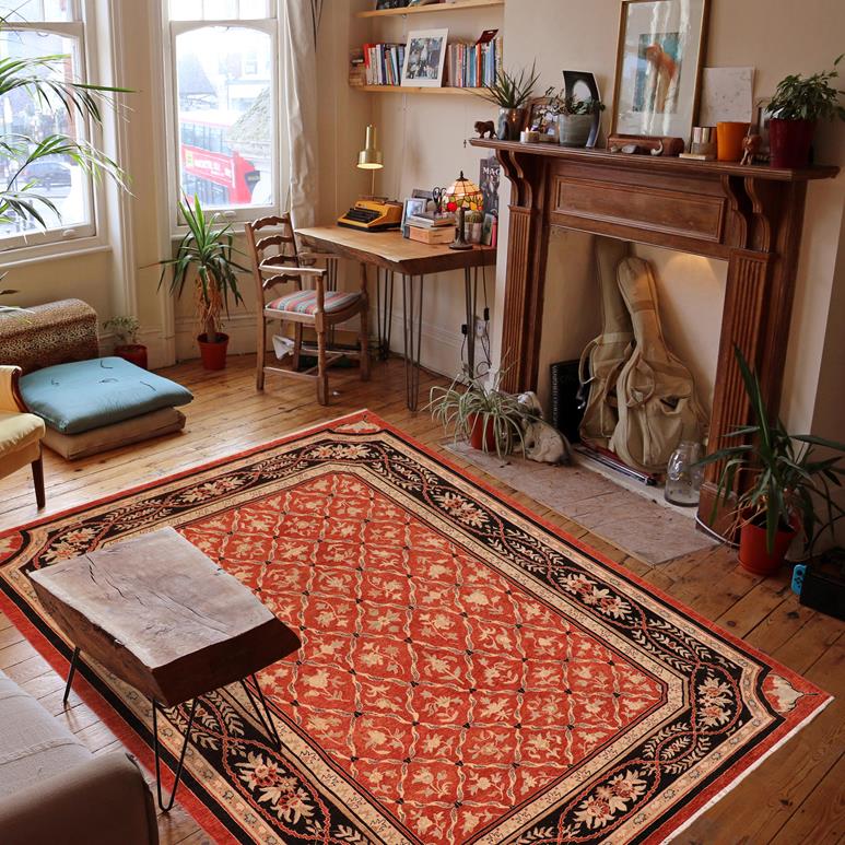 handmade Transitional Kafkaz Rust Black Hand Knotted RECTANGLE 100% WOOL area rug 10X14