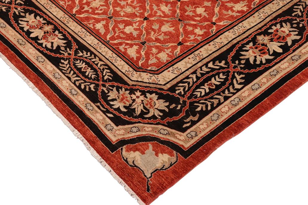 handmade Transitional Kafkaz Rust Black Hand Knotted RECTANGLE 100% WOOL area rug 10X14