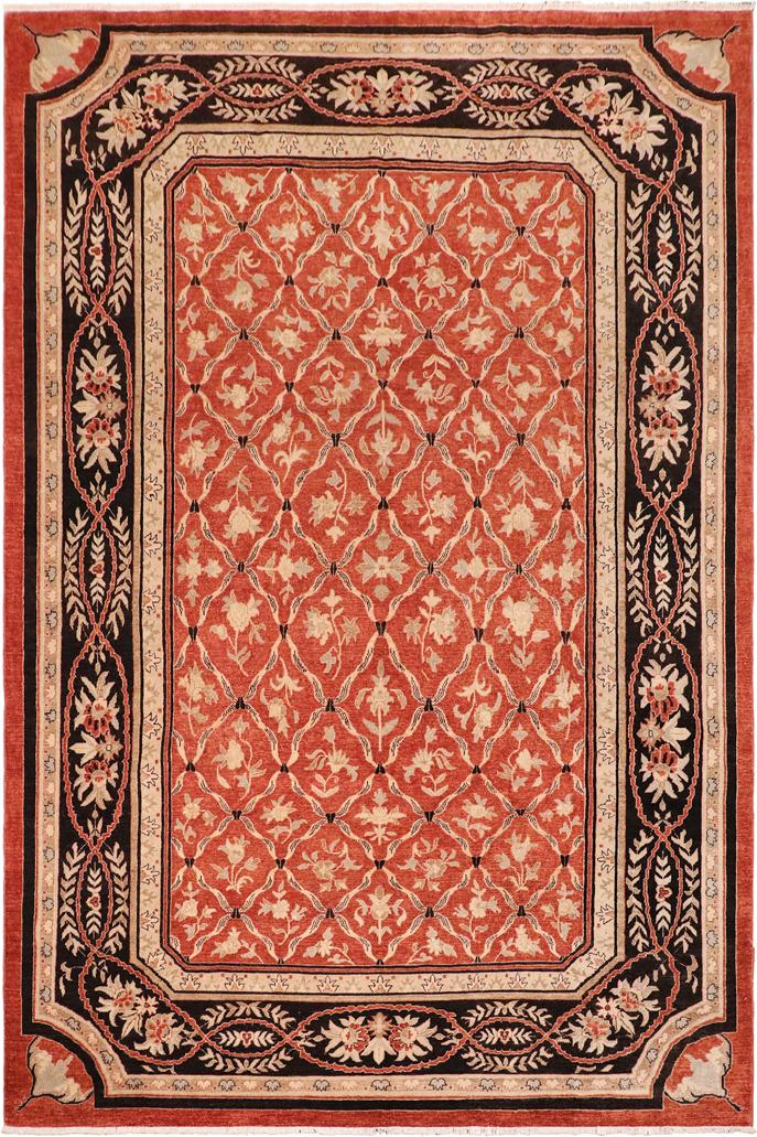 handmade Transitional Kafkaz Rust Black Hand Knotted RECTANGLE 100% WOOL area rug 10X14