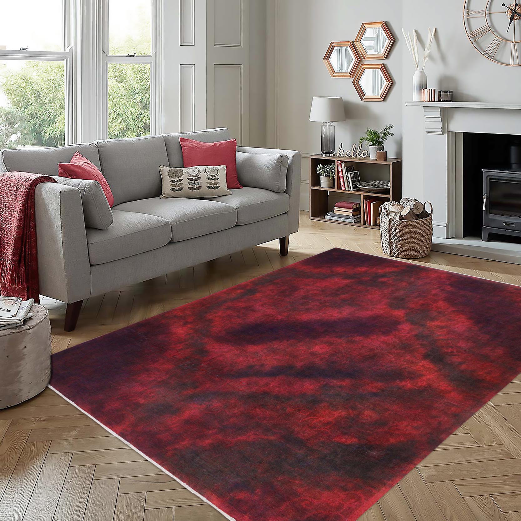 handmade Over Dyed Over Dyed Drk. Red Purple Hand Knotted RECTANGLE 100% WOOL area rug 8' x 10'