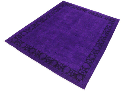 handmade Over Dyed Over Dyed Purple Black Hand Knotted RECTANGLE 100% WOOL area rug 8' x 10'