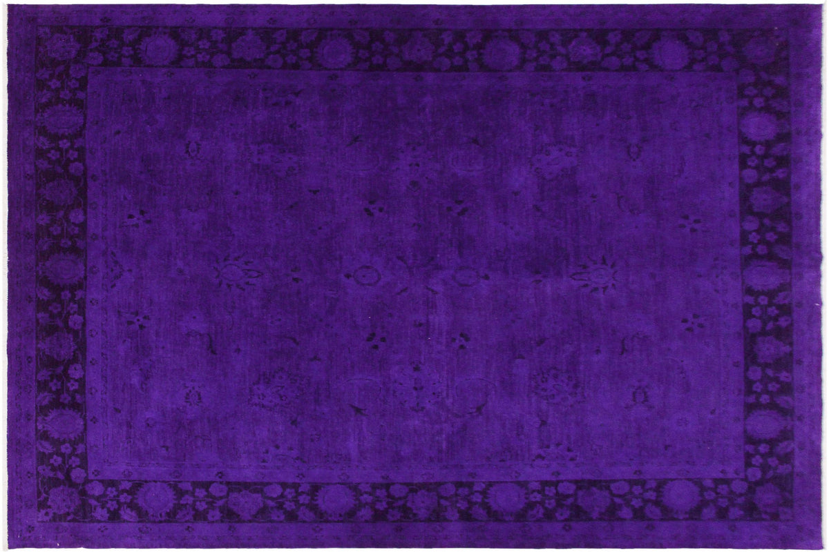 handmade Over Dyed Over Dyed Purple Black Hand Knotted RECTANGLE 100% WOOL area rug 8' x 10'