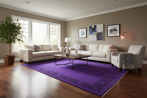 handmade Over Dyed Over Dyed Purple Black Hand Knotted RECTANGLE 100% WOOL area rug 8' x 10'