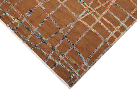 handmade Geometric Moroccan Hi Brown Teal Hand Knotted RECTANGLE 100% WOOL area rug 8' x 10'