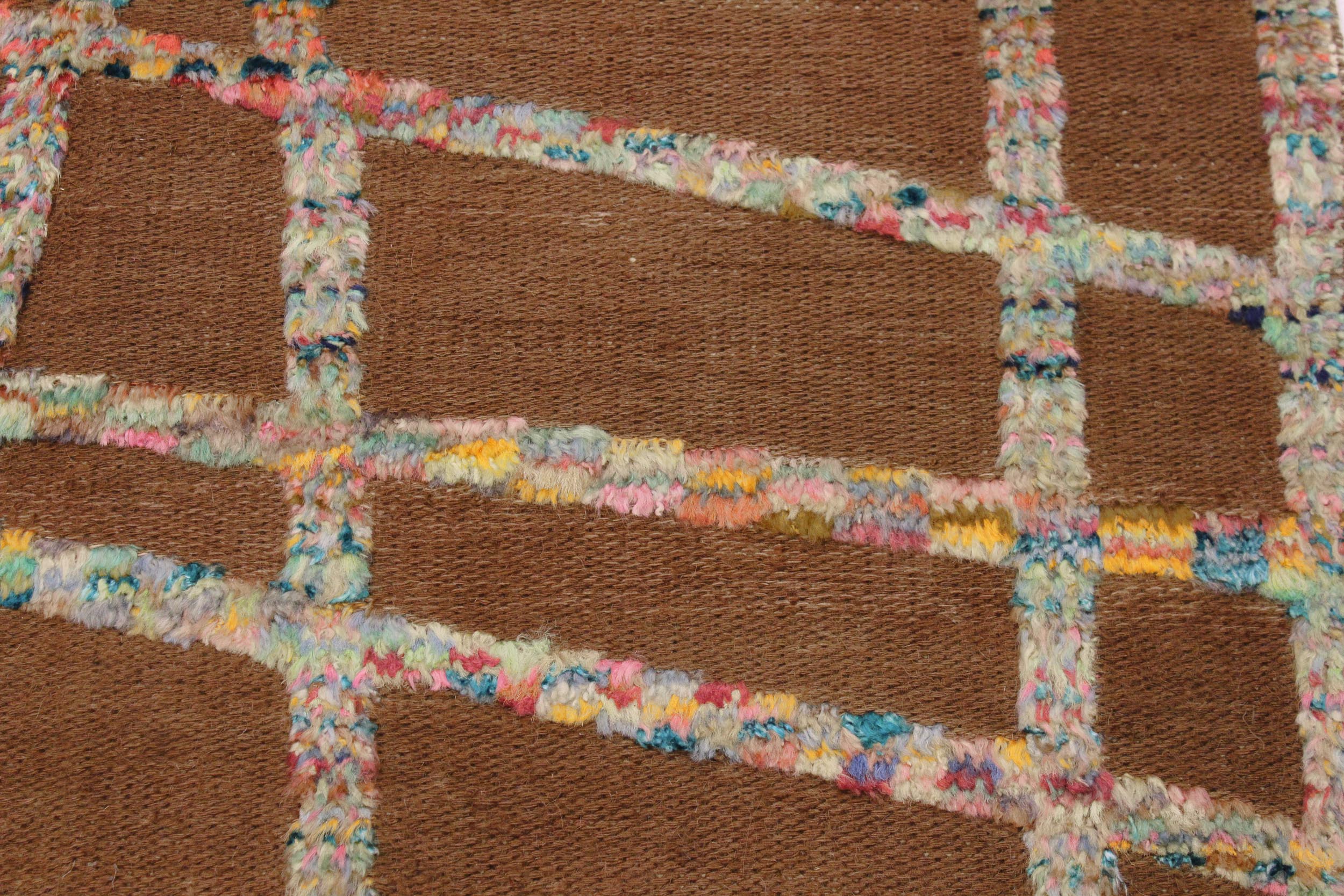 handmade Geometric Moroccan Hi Brown Teal Hand Knotted RECTANGLE 100% WOOL area rug 8' x 10'