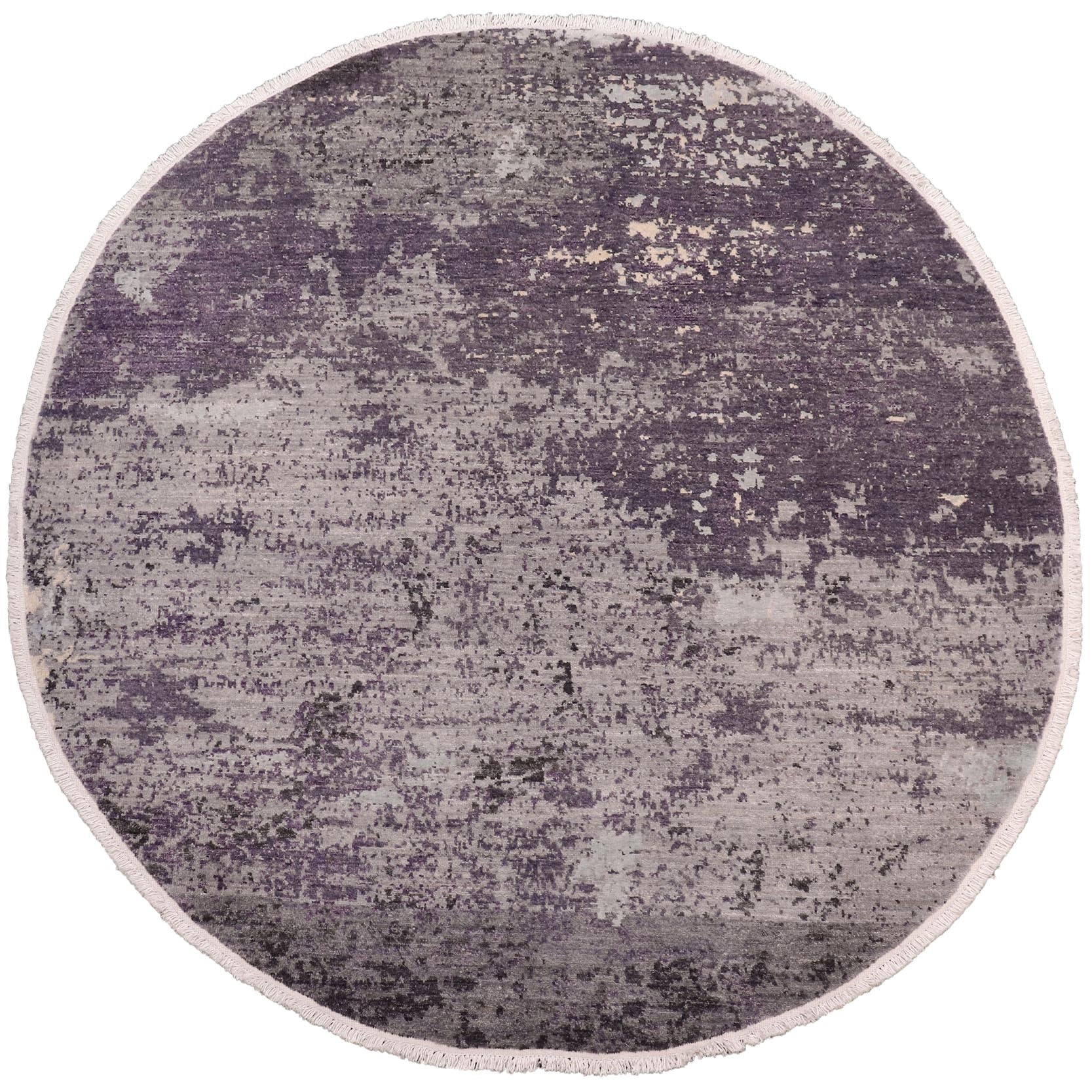 handmade Modern Round Kafkaz Grey Green Hand Knotted ROUND WOOL&SILK area rug 8' x 8'