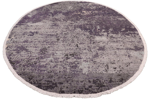 handmade Modern Round Kafkaz Grey Green Hand Knotted ROUND WOOL&SILK area rug 8' x 8'