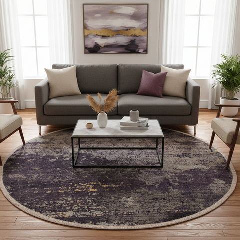 Modern Abstract Skinner Grey/Green Wool & Silk Round -7'11X8'0